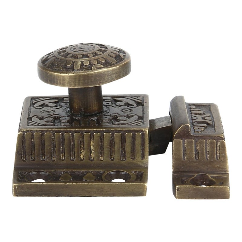 A29 Set of 2 Solid Brass Cabinet Latch Handmade Antique Brass Finish Latch for Cabinet Closet Kitchen Door Sold as Each Windsor Design - Image 2